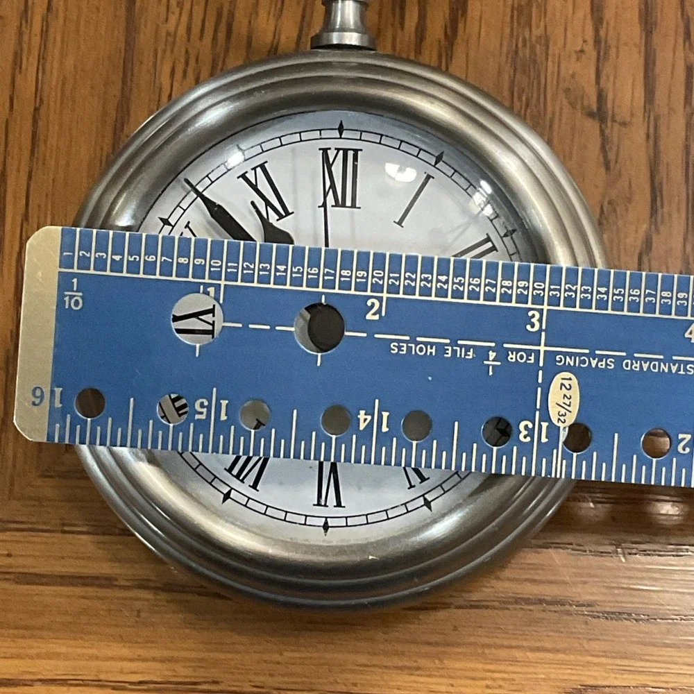 Pottery Barn Pocket Watch Clock with Easel Nickel Finish Round Working